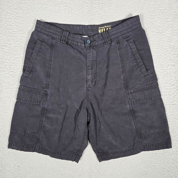 Tommy Bahama Shorts Mens 30 Black Relax 8" Cargo Pocket Elastic Waist Drawstring - Picture 1 of 13